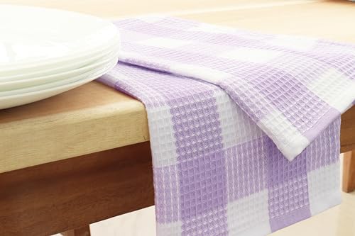 Waffle Weave Plaid Dish Cloth, DishTowel 15x25"Set of 6 - Image 5