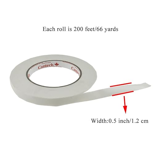 HAHIYO White 0.5Inch Wide Floral Tape, Waterproof Florist Tape Flower Wrap Adhesive Waterproof Decorative Tape for Bouquet Stem Wrapping Flower Arranging and Floral Craft, 2Rolls 200Feet/66Yard Total