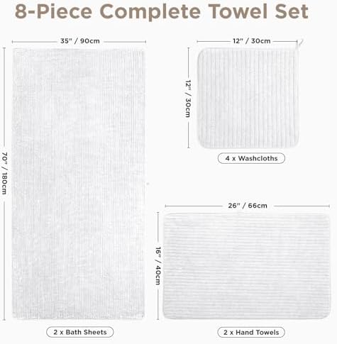 8 Piece Bath Towels Set, 2 Oversized 35 * 70 in Bath, 2 Hand, 4 Wash - Image 2