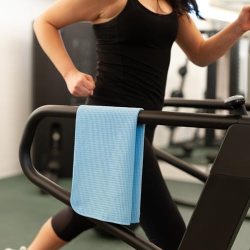 S&T INC. Microfiber Gym Towels, 3 Pack, Honeycomb Assorted Blue - Image 6