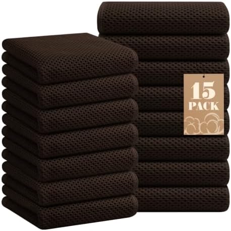 Homaxy 100% Cotton Waffle Weave Kitchen Towels, Dark Brown by Homaxy