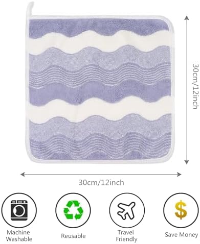 SINLAND Microfiber Facial Cloths Fast Drying Washcloth 12x12inch Wave Pattern 6 - Image 2