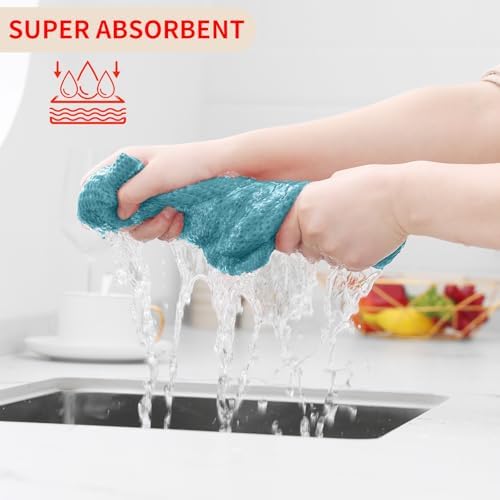 Homaxy 100% Cotton Waffle Weave Kitchen Towels, Lake Blue - Image 3