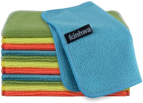 KinHwa Dish Cloths with Scrub Side, Microfiber Dish Rags Kitchen Washcloths by KinHwa