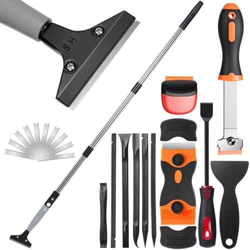Tallew 12 Pcs Floor Scraper Tool Set 52" Long Handle Metal Razor by Tallew