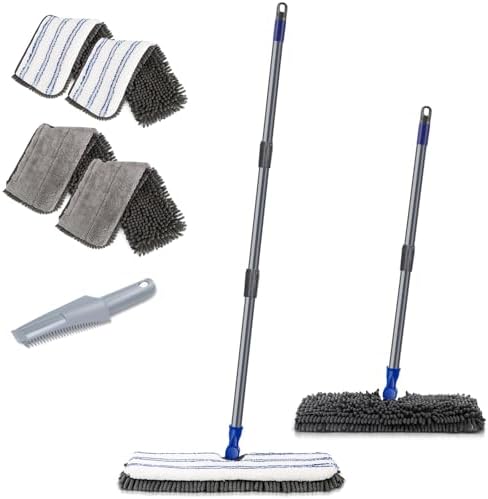 Two Sided Dust Mop for Floor Cleaning, 360°Microfiber Mop by MASTERTOP