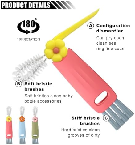 JOYCOURT 3 in 1 Cup Lid Cleaning Brush Set, Portable Cup Mouth Scrubber Tools - Image 4