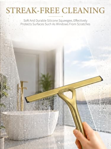 Gold Squeegee for Shower Glass 8.9x8.7in Brushed Stainless Steel - Image 2