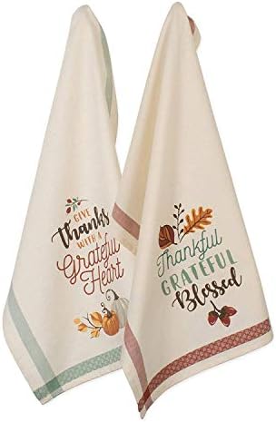 DII Fall Kitchen Towels for Kitchen Decorative Cotton Dish Towel Set, Grateful by DII