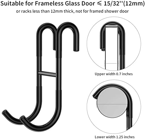Black 14-Inches Stainless Steel Shower Squeegee Set, Include Shower Door Hook - Image 4