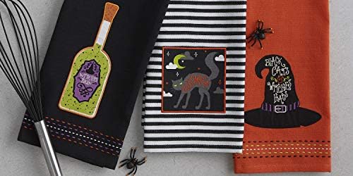 DII Happy Halloween Dishtowel Collection Embellished Cotton Kitchen Hand Towel - Image 4