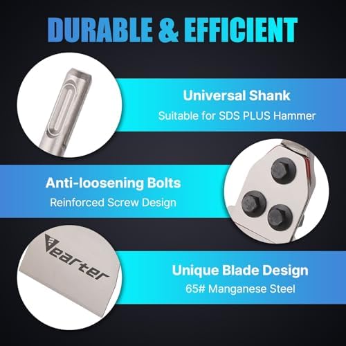 5''x12'' SDS Plus Floor Scraper, Concrete Chisel Tile Removal Tool - Image 4