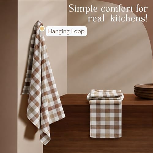 Checked Dish Towels 4 Pack, 18x26 Inches, Quick Dry Towels - Image 6
