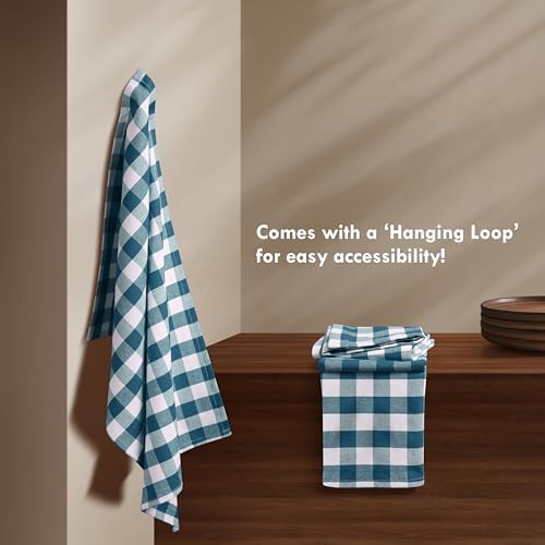 Gingham Checked Kitchen Dish Towels 12 Pack, 100% Cotton, Quick Dry Wash Rags - Image 5