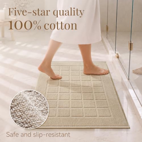 100% Cotton Bath Mat Towel, Soft & Absorbent Floor Towels 20"x32"Brown - Image 4