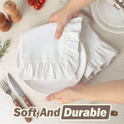 HunnmingRe White Kitchen Towels Set of 2, Retro Ruffled Dish Towels - Image 5