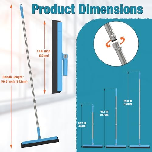 KOLLIEE Floor Squeegee Adjustable 59'' Long Handle Professional Floor Squeegee - Image 3