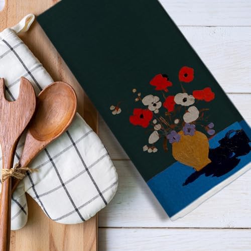 Vintage Floral Kitchen Towels 16x24 Inch Set of 2, Eclectic Mid Century Modern - Image 6