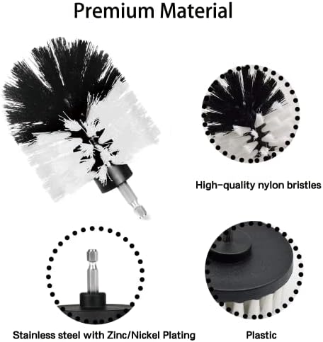 8 Pack Drill Brush Attachment Set, 1/4in Power Scrubber Brush + Extend Long Rod - Image 5