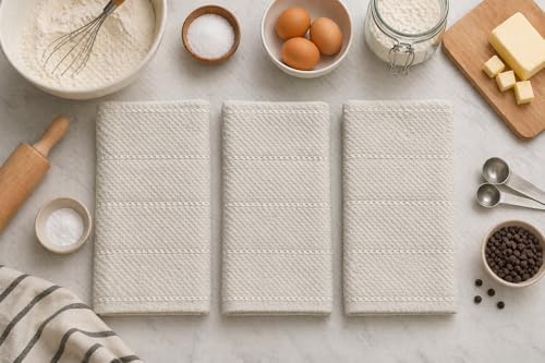 Ivory Cream White Kitchen Dish Towels, 100% Cotton - Image 3
