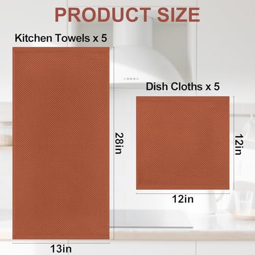 Homaxy 10 Pack 100% Cotton Kitchen Towels and Dishcloths Set - Image 4