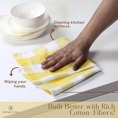 Buffalo Check Kitchen Towels, 16x26 Inches, 12 Pack Plaid Tea Towels, Reusable - Image 3