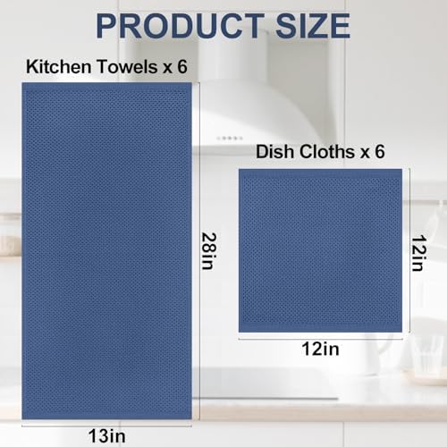 Homaxy 12 Pack 100% Cotton Kitchen Towels and Dishcloths Set - Image 4