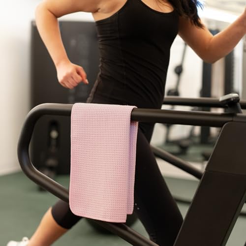 S&T INC. Microfiber Gym Towels, 3 Pack, Honeycomb Pink - Image 6