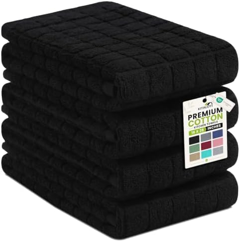 Kitinjoy Premium Cotton Check Kitchen Towels 4 Pack by Kitinjoy