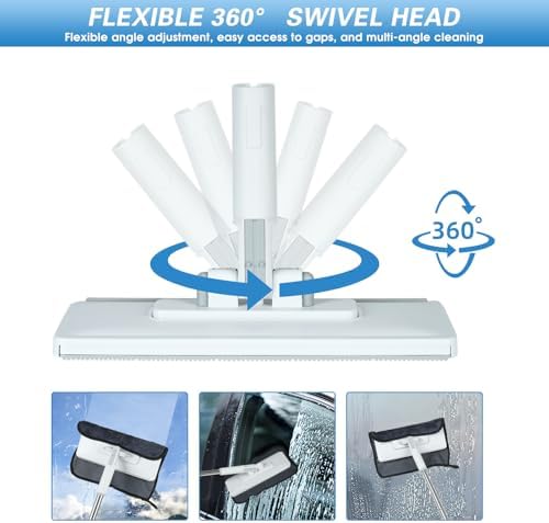 Disposable Dust Mop with 3 Shiny Cleaning Wipe Cloths, 360°Spin No Wash Mop - Image 5
