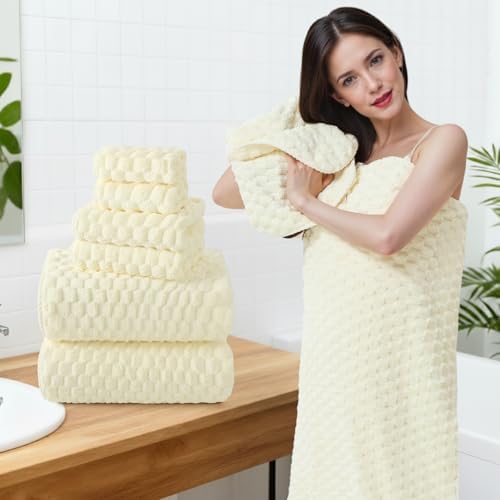 REDKISS Cream Microfiber Towels-35x70 Inches Oversized Bath Sheets, Extra Large - Image 4