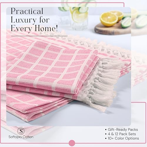 Matrix Dobby Kitchen Towels Set of 4, 100% Cotton, Combo Pack, Absorbent Tea - Image 5