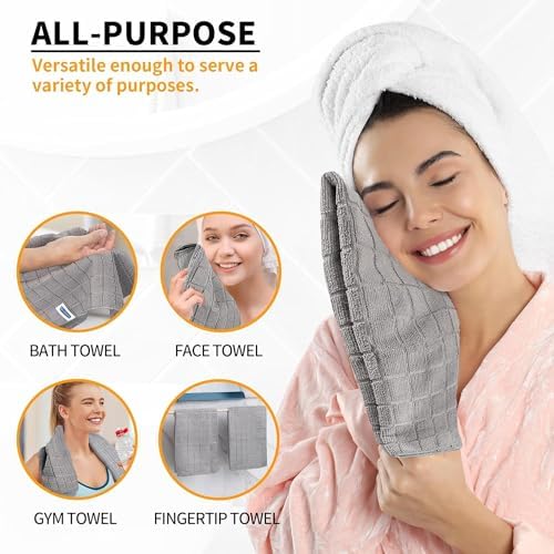 Microfiber Hand Bath Towels, 120 Pack 25''*15'' Grey Bathroom Hand Towels - Image 6