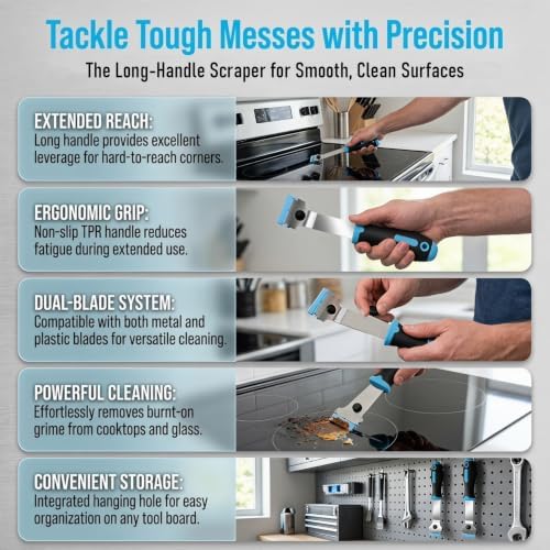 Glass Cooktop Cleaning Kit, Glass Cooktop Cleaner Brush Set, All-in-One Stove - Image 4