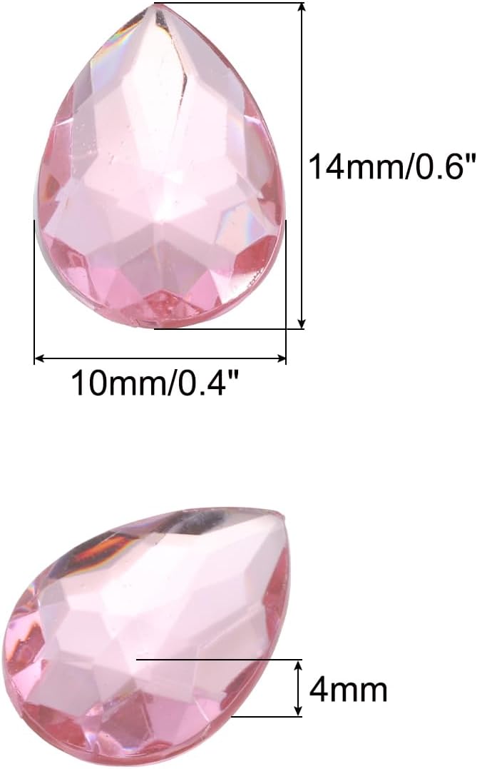 MECCANIXITY 50PCS Flat Back Acrylic Teardrop Gems 10x14mm Artificial Rhinestones - Image 2