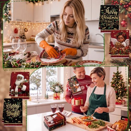 Redbaker 6 Pcs Christmas Kitchen Towels, Xmas Angel Absorbent Fast Drying Tea - Image 4