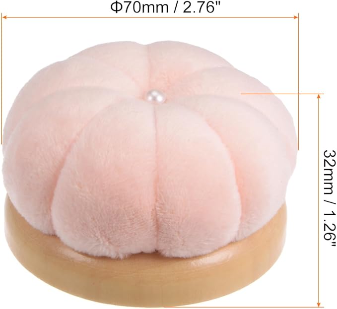 HARFINGTON Wooden Base Needle Pincushions Japanese Style Pin Cushions Round Pin Cushion Needle Holder for Sewing Quilting Needlework DIY Crafts, Light Pink