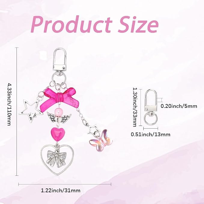 SUNNYCLUE 1 Box 171Pcs Small Bow Bag Charms Keychains Making Kit Love Romantic - Image 4