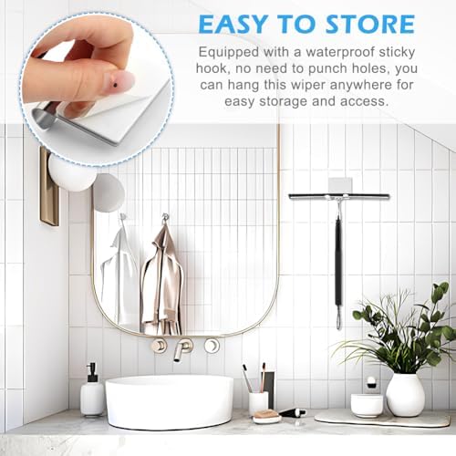 Shower Squeegee with Long Handle, 17-60" Telescopic Window Squeegee with - Image 6
