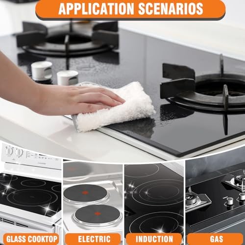 Meuvcol Glass Stove Top Cleaner Kit, 12 Oz Glass Cooktop Cleaner Non-Abrasive - Image 3