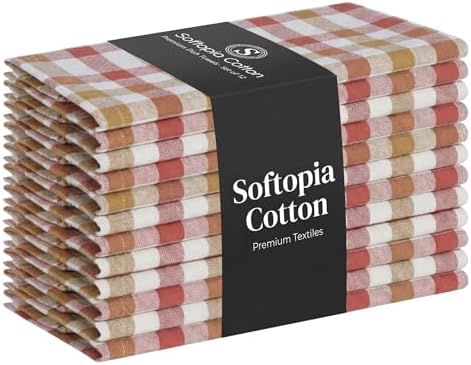 Multi Checkered Dish Towels 12 Pack, 18x26 Inches, 100% Cotton Kitchen Cloths by SoftopiaCotton