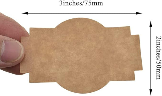 HAHIYO 3*2Inches 150Pcs Natural Brown Kraft Sticker Rectangles of 3 different shapes Label Sticker Roll Blank label Sticker to Write On Permanent Adhesive Dot Sticker for Jar Canning Label Price Tag
