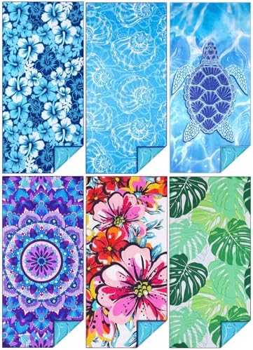 TwoYek Microfiber Beach Towels Extra Large 71x32 inches 6 Pack Bulk by TwoYek