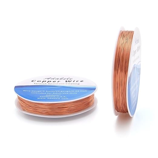Adabele 295 Feet Premium Tarnish Resistant Round Bare Raw Jewelry Copper Wire Beading Wire Spool Bulk (0.5mm/24 Gauge) for DIY Craft Jewelry Making BF287-5