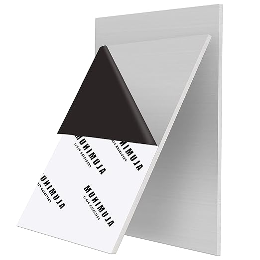 2Pack Aluminum Sheet & Plates 8 x 12 x 1/8 Inch, 6061 Heavy Duty Aluminum Sheets with Protective Film, 3MM Thick Flat Plain Panel Plate Metal Sheet Plate for Crafting Structural Framing Base Plate