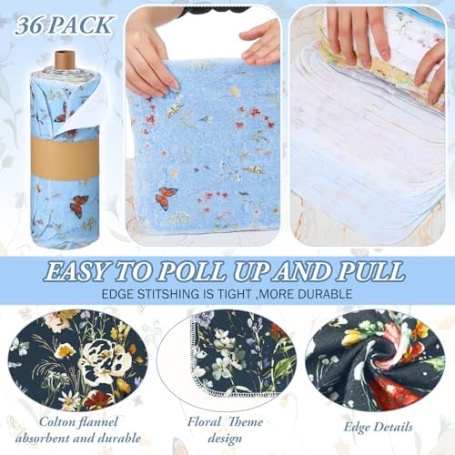 36 Pack Reusable Kitchen Cloths Cotton Towels, Rich Flowers - Image 6