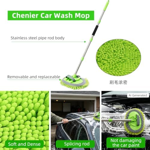 62" Car Wash Brush with Long Handle Chenille Microfiber Car Wash Mop Mitt - Image 3