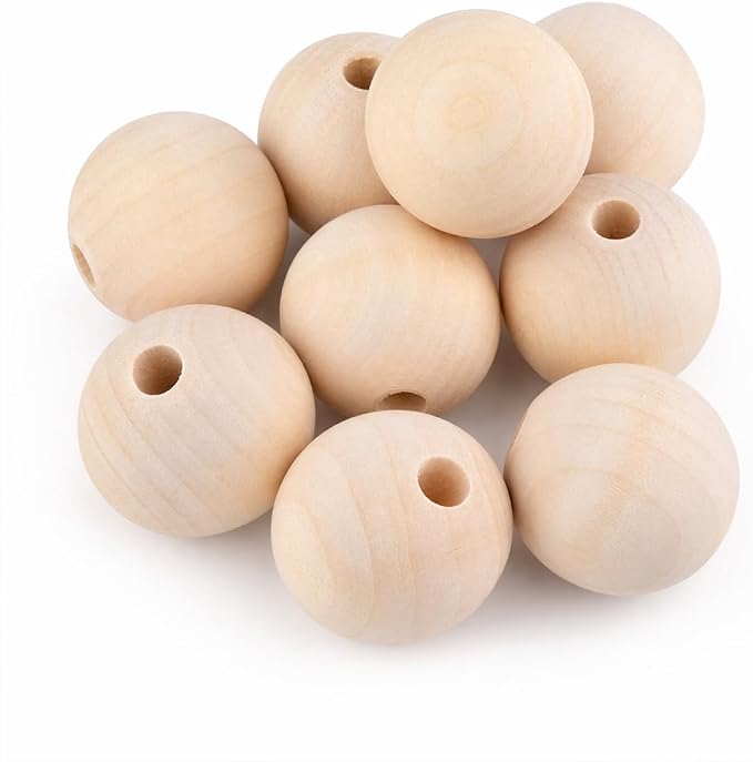 30mm Wooden Beads for Craft, Bead Garland, Farmhouse Decor by Modpion
