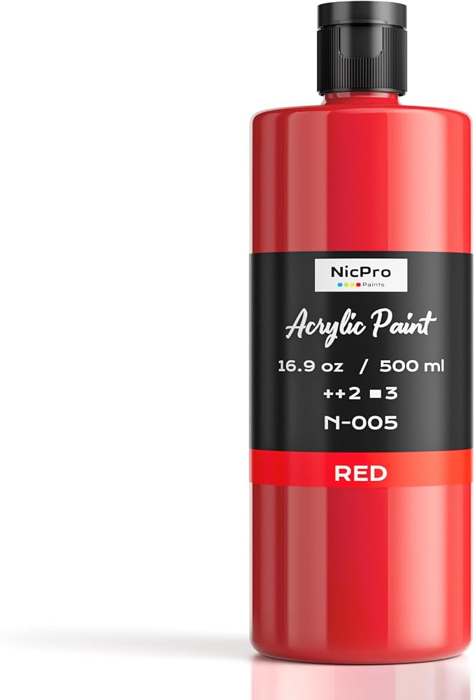 Nicpro Red Large Acrylic Paint, Rich Pigments, Non Toxic Craft Paint by Nicpro