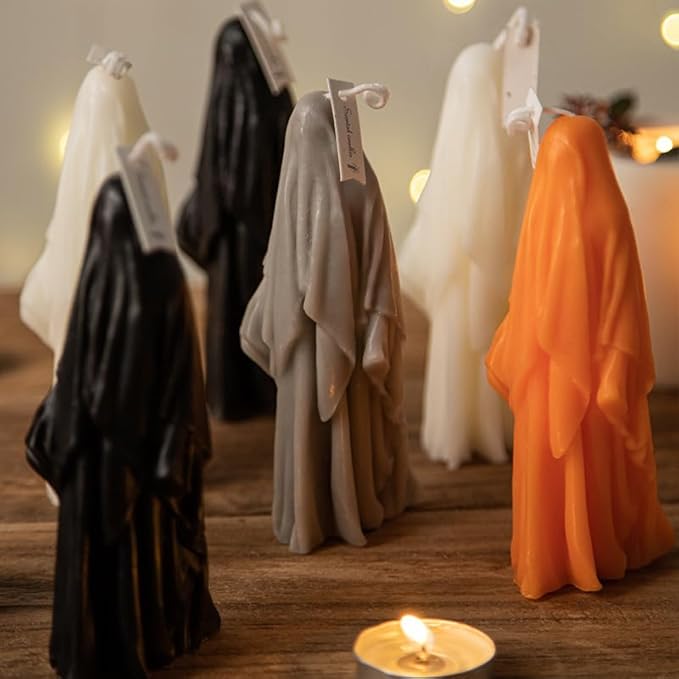 Halloween Masked Ghost Candle Silicone Mold DIY 3D Scented Candle Making Wax Mould Gypsum Ornament Resin Soap Chocolate Mold Home Decor